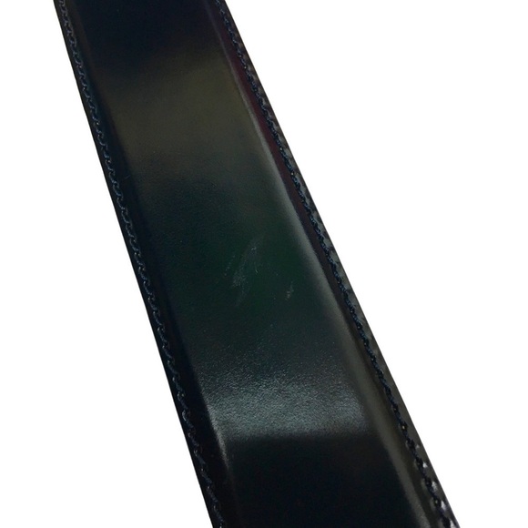 MOSCHINO Vintage Heart Buckle Belt All Genuine Leather Navy Gold Size 40 *FLAW* - Picture 11 of 16